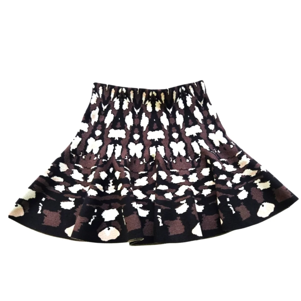 Express New Body Contour High Waist Stretch Curl Hem Brown Black Skirt Small - Picture 1 of 11